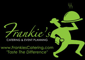 A business card for frankie 's catering and event planning.