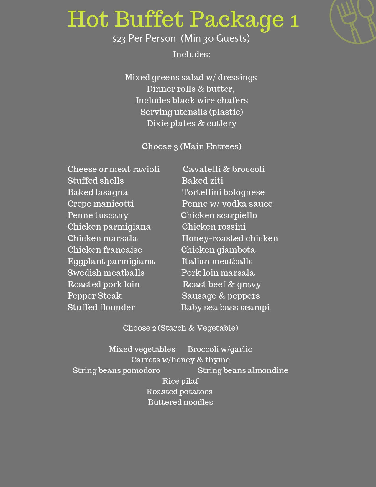A menu of the restaurant at the bottom of the page.